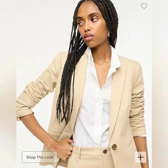 J Crew Khaki Blazer Beige One Button NWT Cream Beige Size 12 Single Breast Chino - Picture 4 of 15